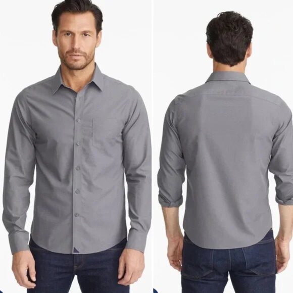 UNTUCKit Wrinkle-Free Button Down Sangiovese Gray Long Sleeve Shirt Medium NWT - Picture 1 of 9